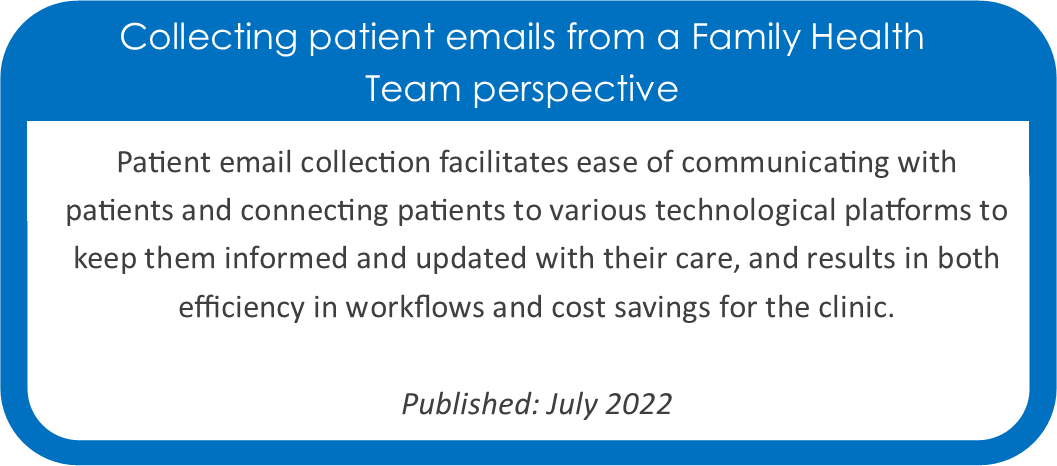 Collecting patient emails from a Family Health Team perspective